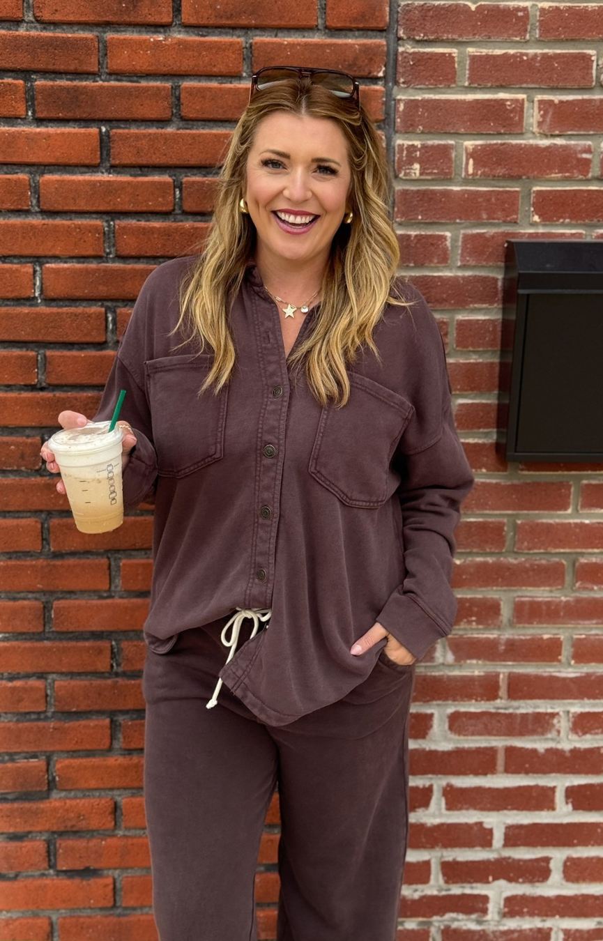 All Day Knit Jacket- Chocolate Cherry