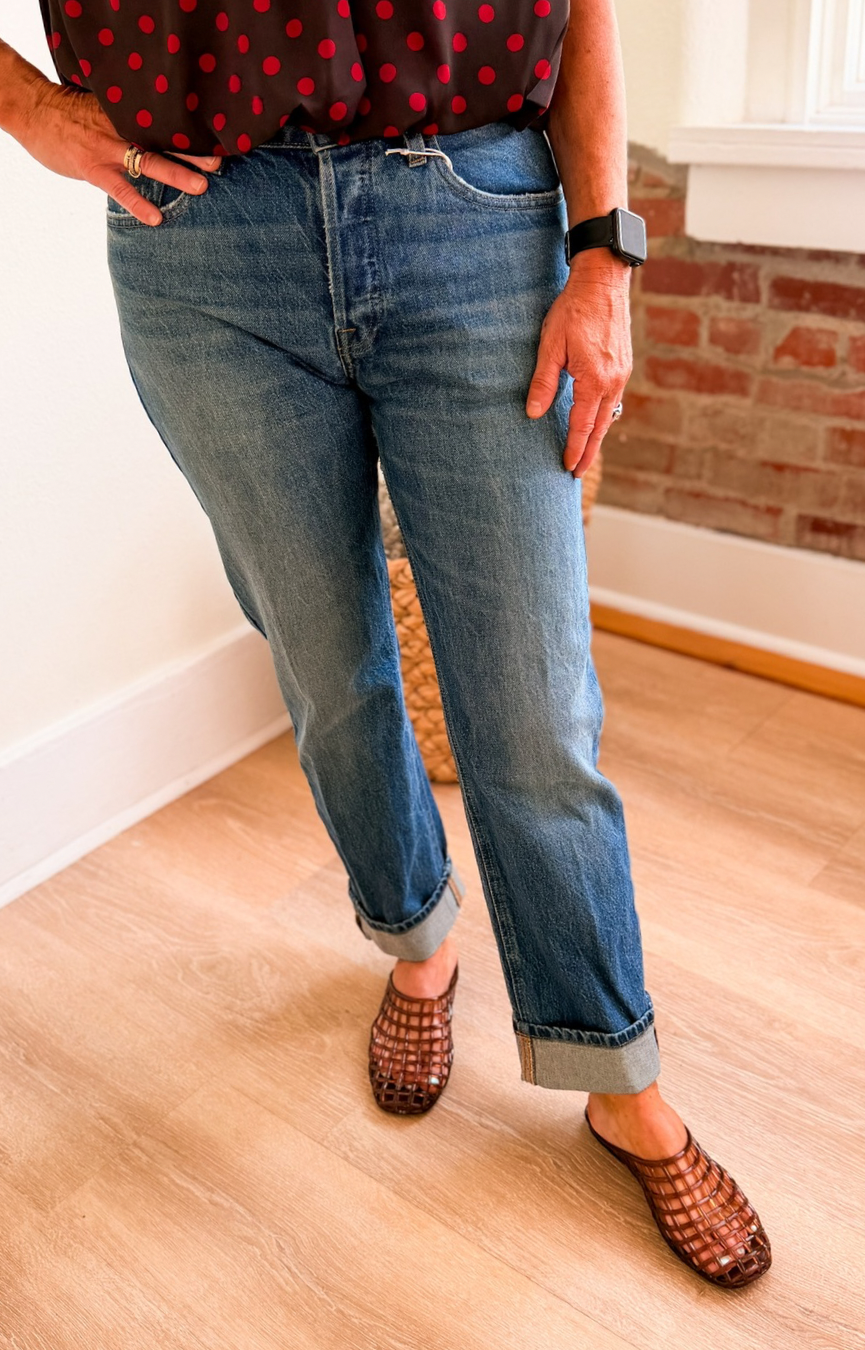 Vintage Straight Ankle Cuffed Jeans