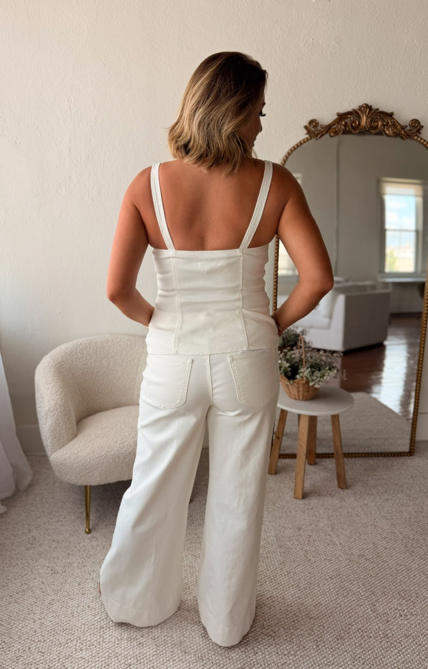 Good Waist Palazzo Jeans- White