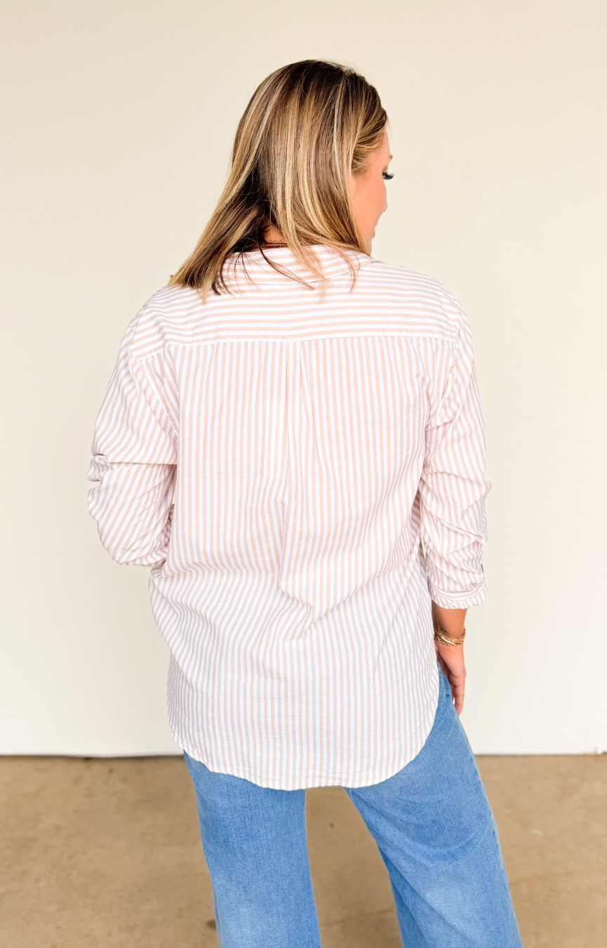 Lolita Striped Shirt- Taupe