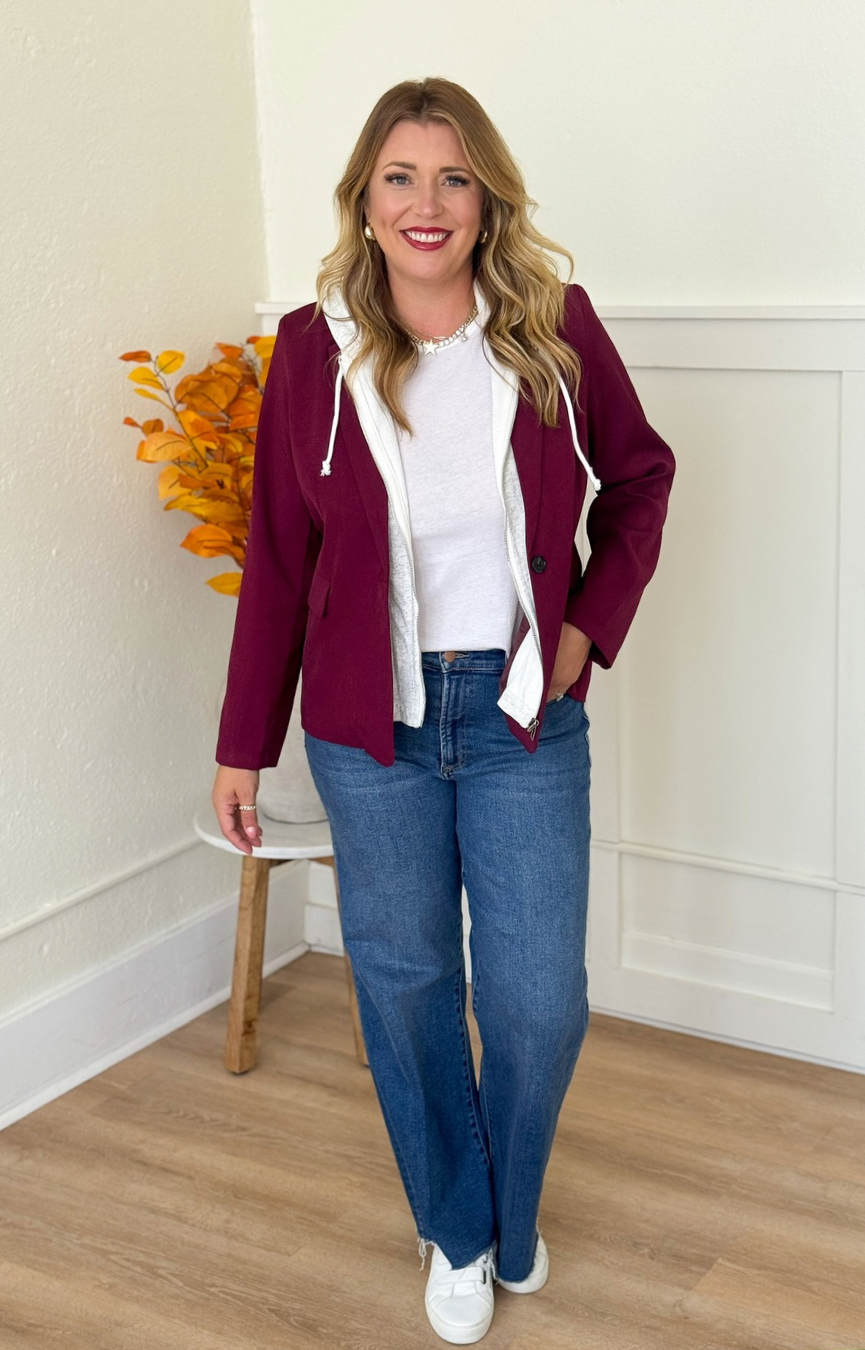 Drew Blazer- Burgundy