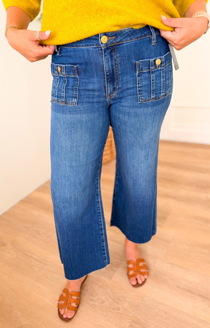 Meg HR Wide Leg Jeans w/Patch Pockets