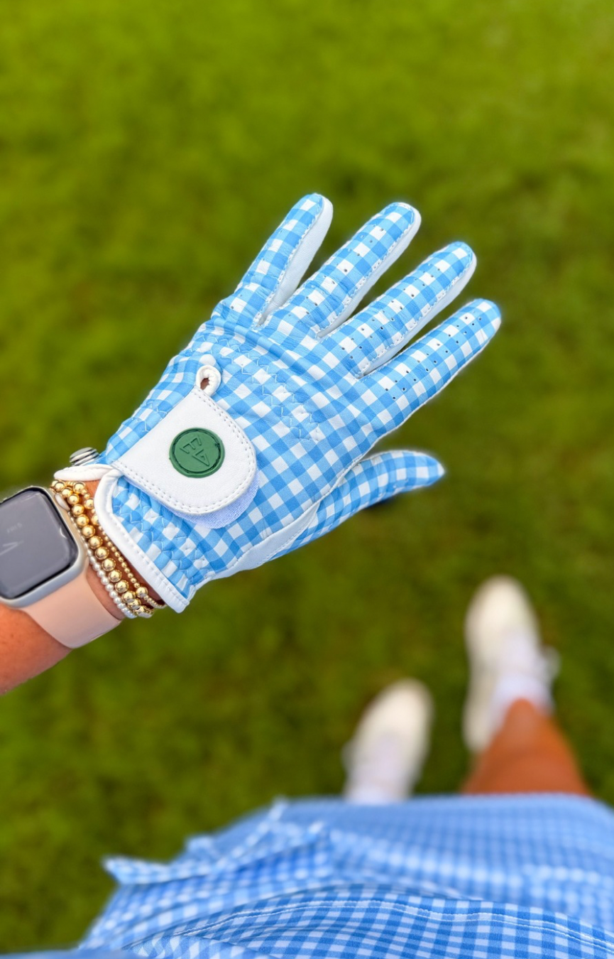 Blue Gingham Golf Glove