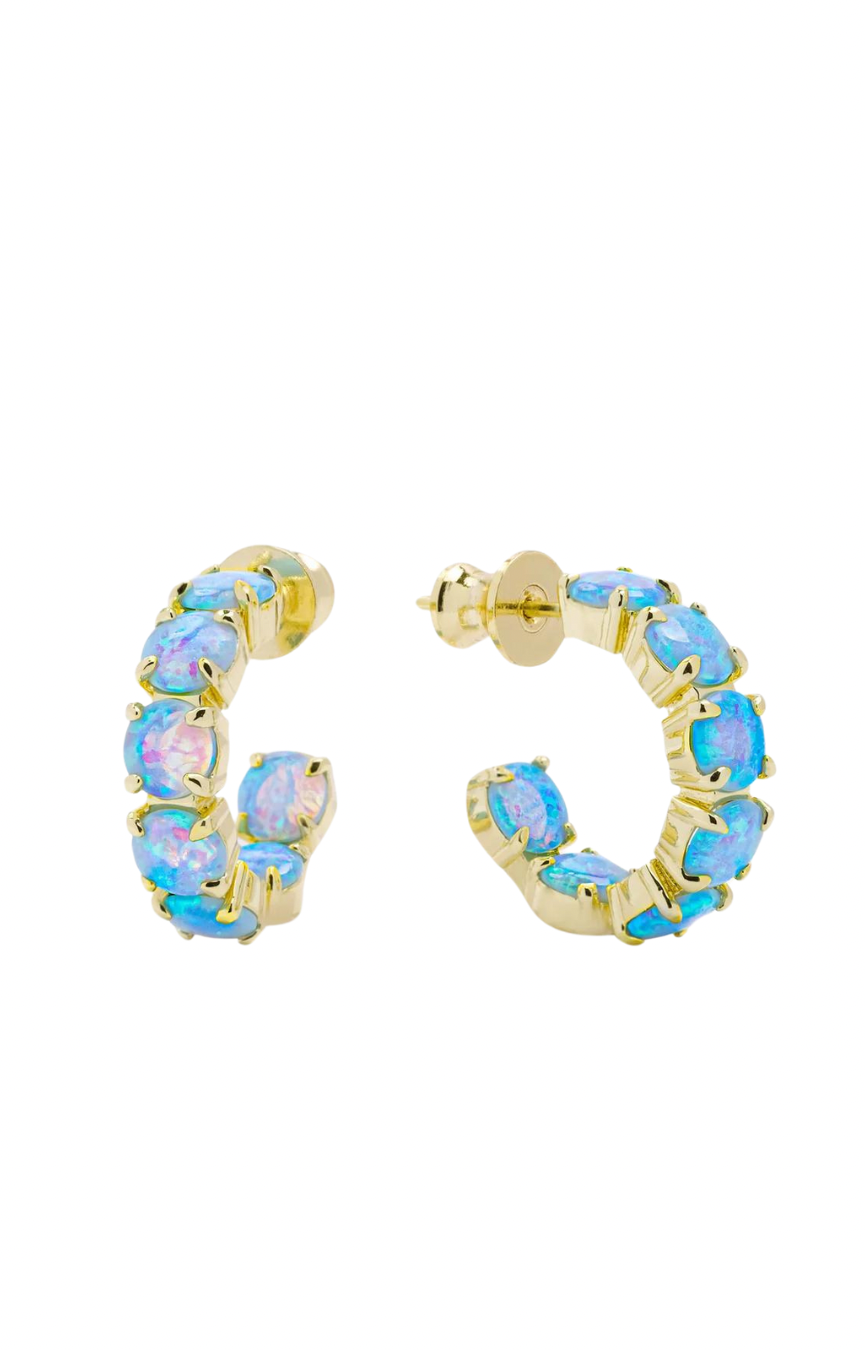 Oh She Fancy .75 Blue Opal Hoops