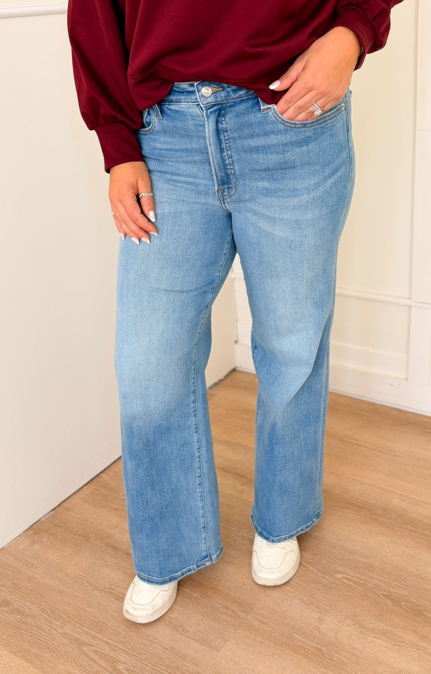 Good Waist Palazzo Ankle Jeans- Cedarwick