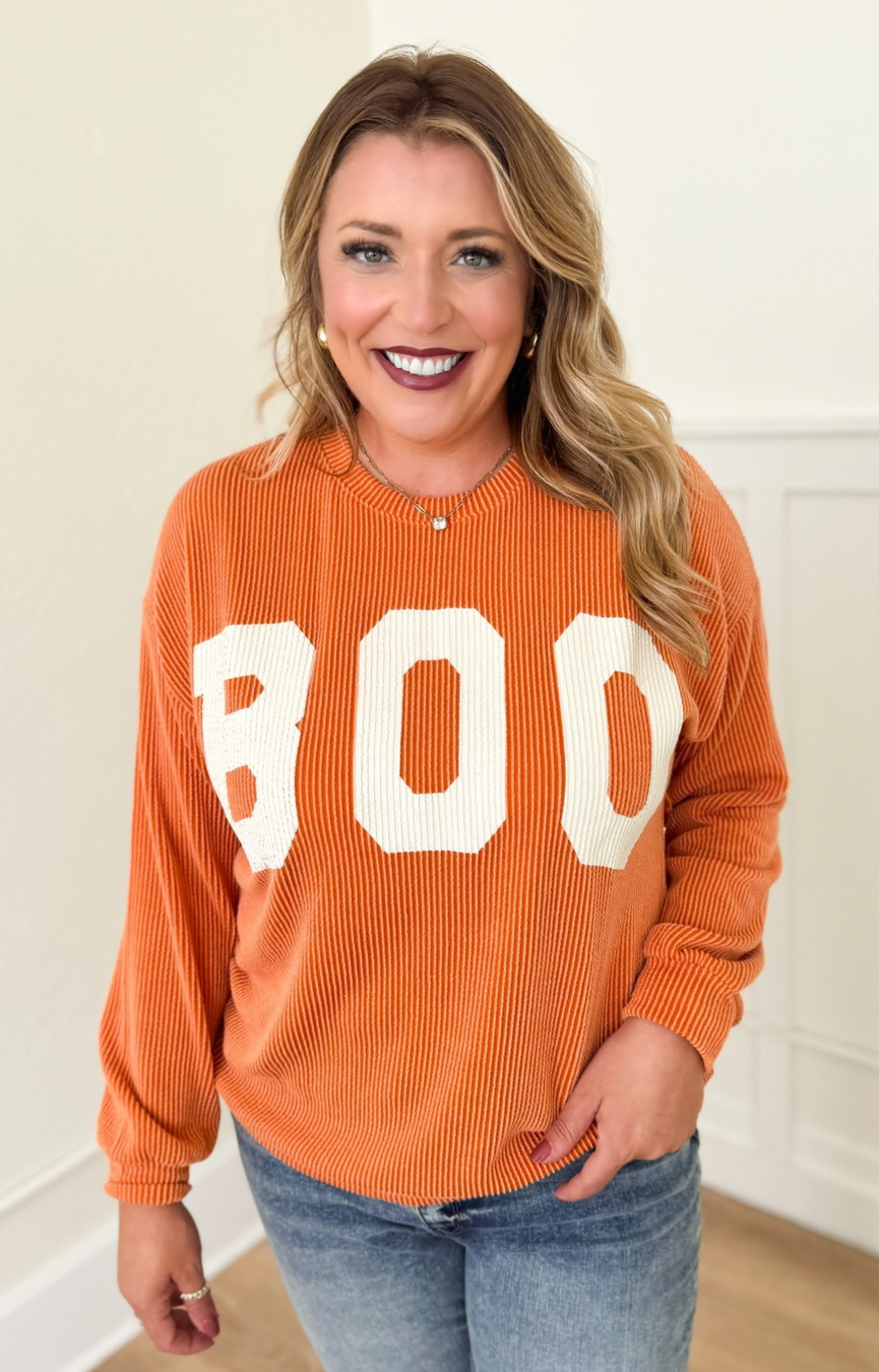 Boo Ribbed Sweatshirt