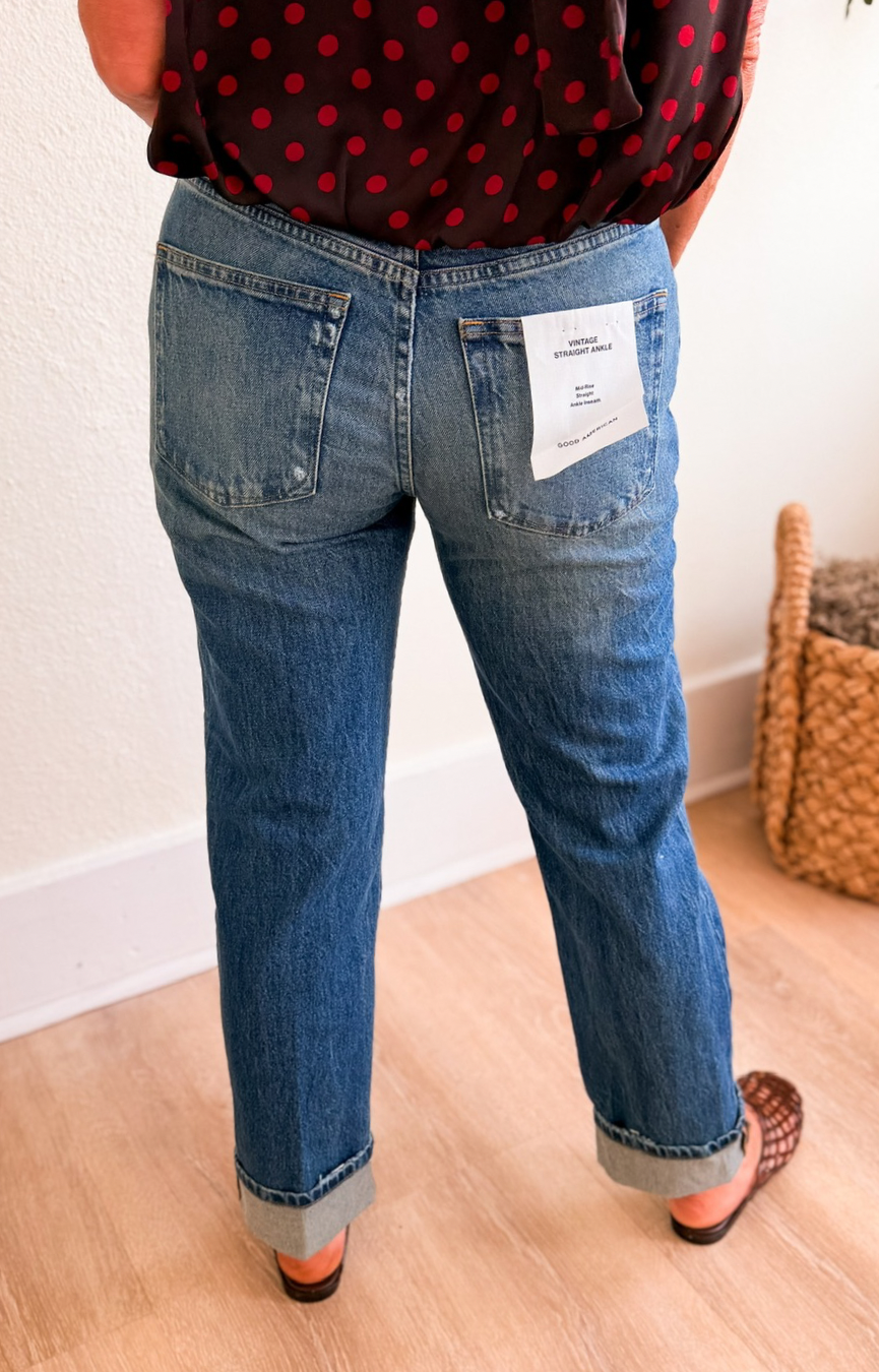 Vintage Straight Ankle Cuffed Jeans