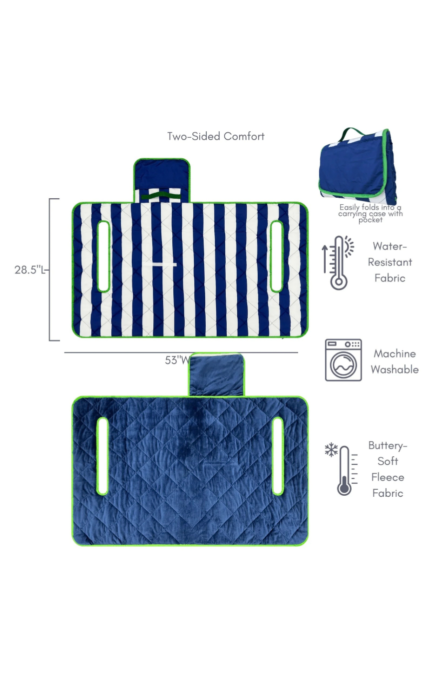 Navy Stripe Golf Cart Seat Cover