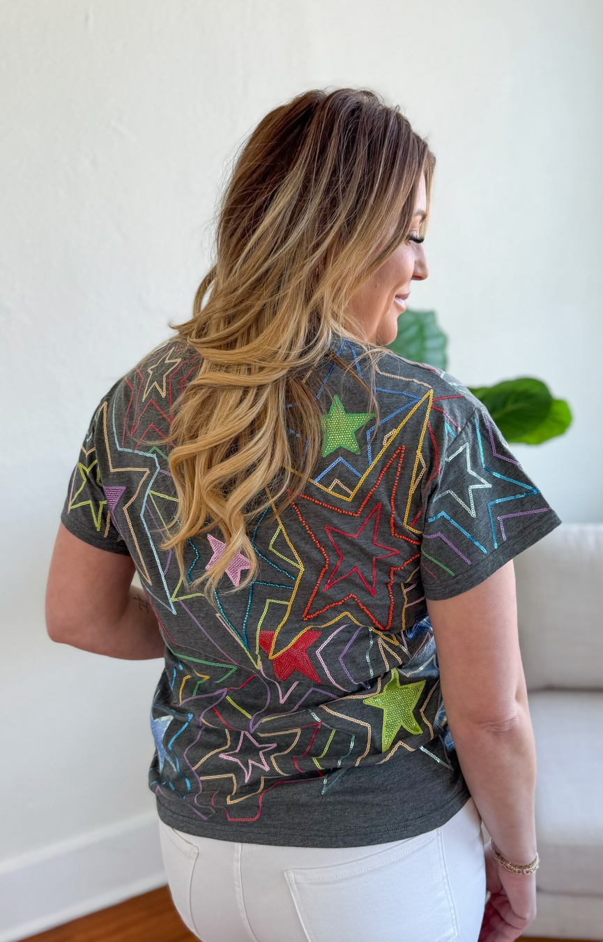 Charcoal Multi Star Tee
