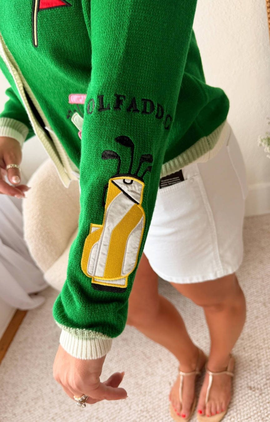 Golf Embroidered Patch Cardigan
