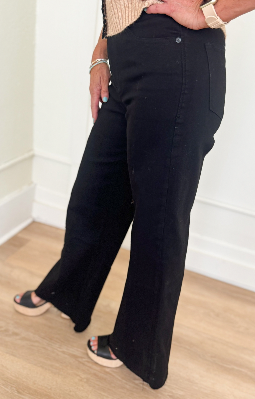 Fiona Wide Leg Jeans- Black Arrow
