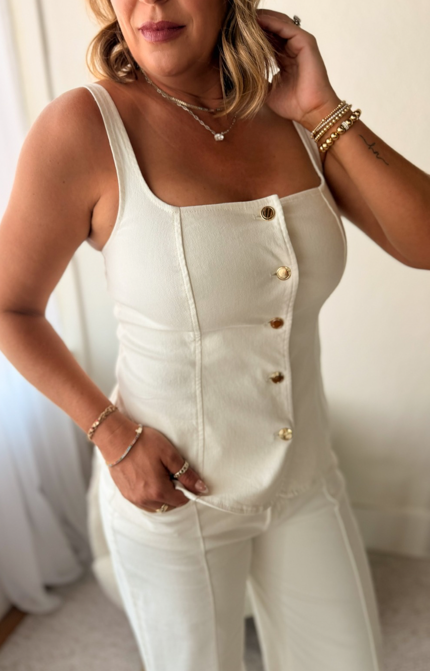 Denim Button Front Top
