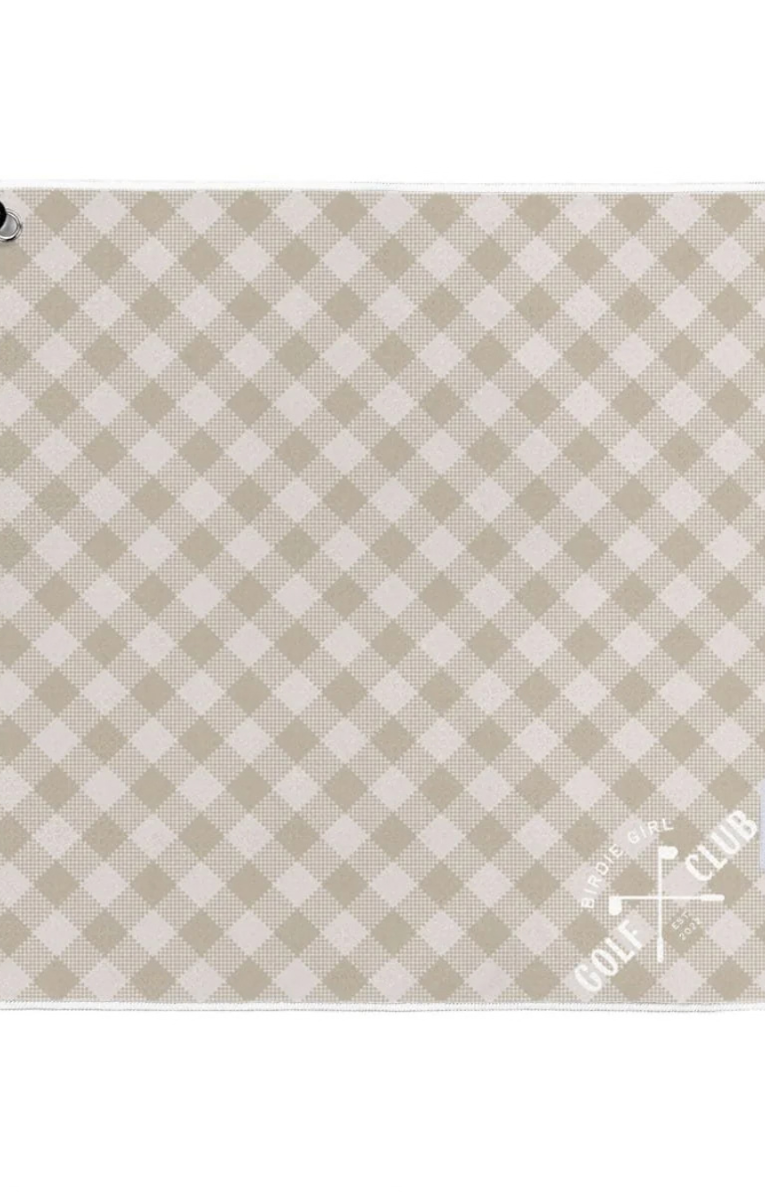 Gingham Neutral Magnetic Golf Towel