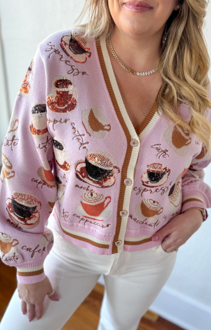 Light Pink Types of Coffee Cardigan
