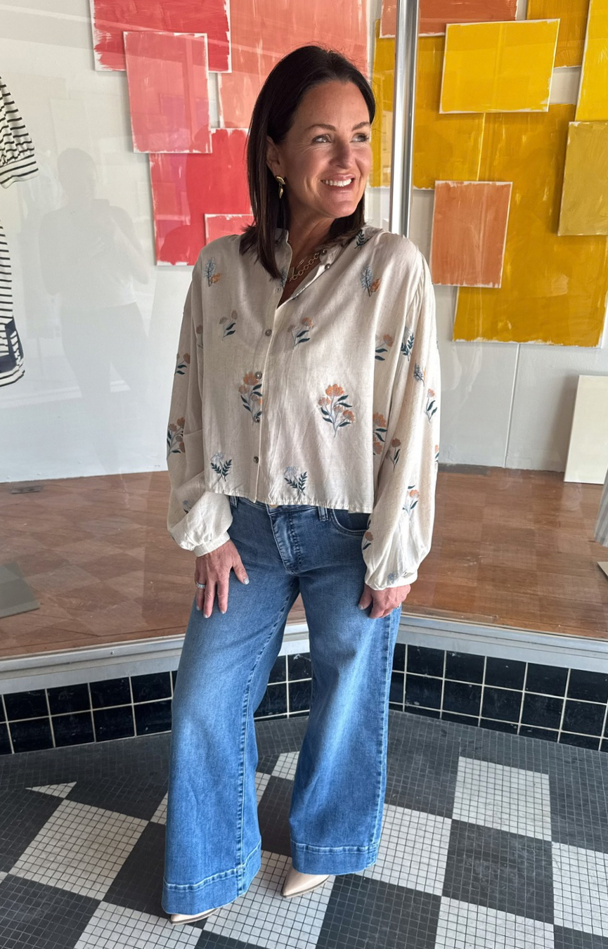 Maya HR Fab Ab Wide Leg- Amuse Wash