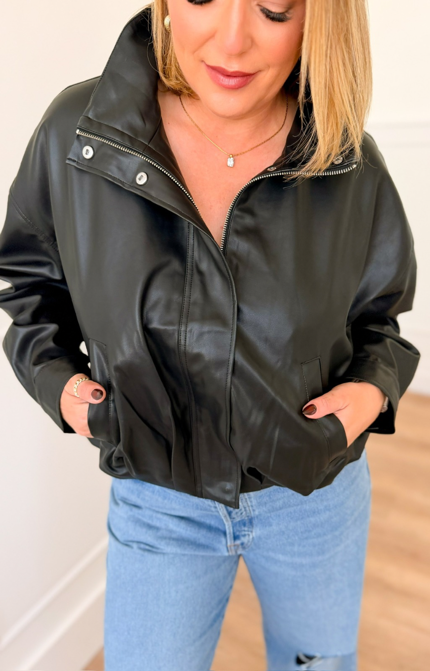 Corin Faux Leather Bubble Jacket