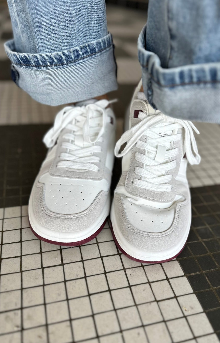 Fresh Sneaker- White/Maroon