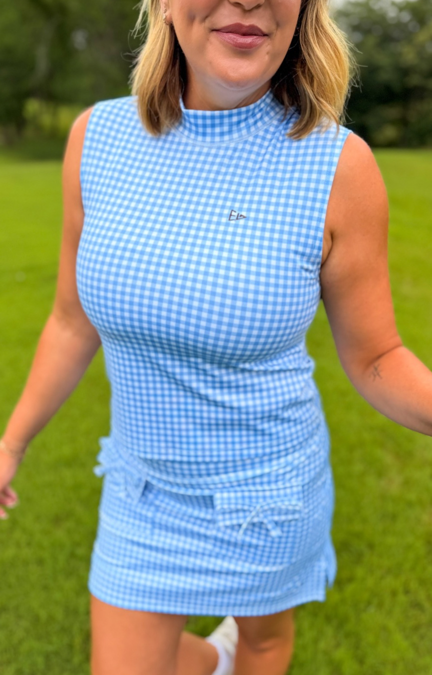 Mockneck Gingham Tank