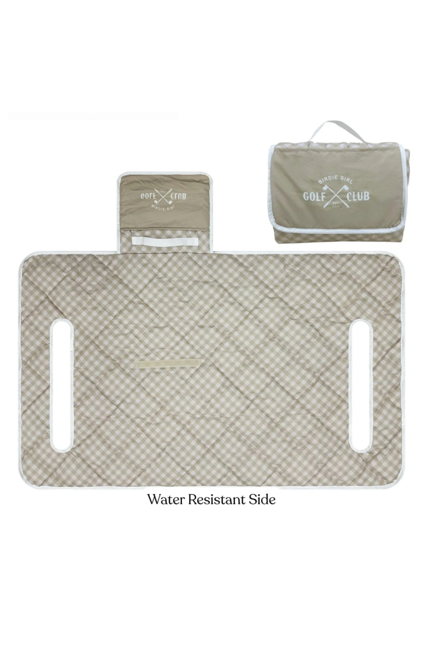 Gingham Neutral Golf Cart Seat Cover