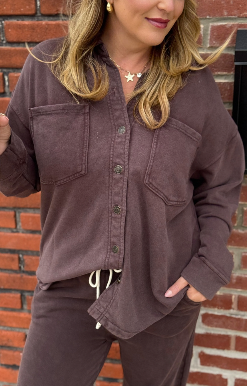 All Day Knit Jacket- Chocolate Cherry