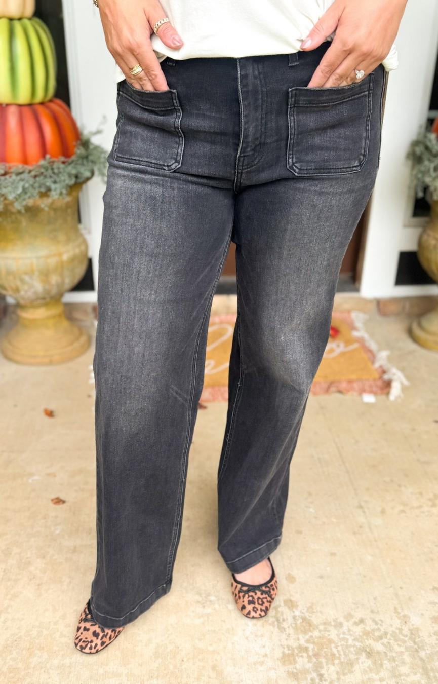 Olivia HR Wide Leg Jeans- Engross Wash