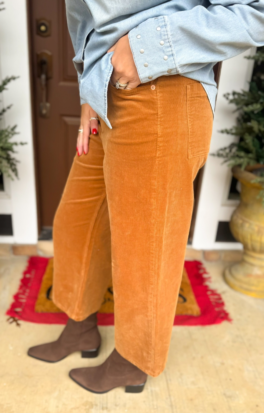 Audrey HR Wide Leg Cord Pants