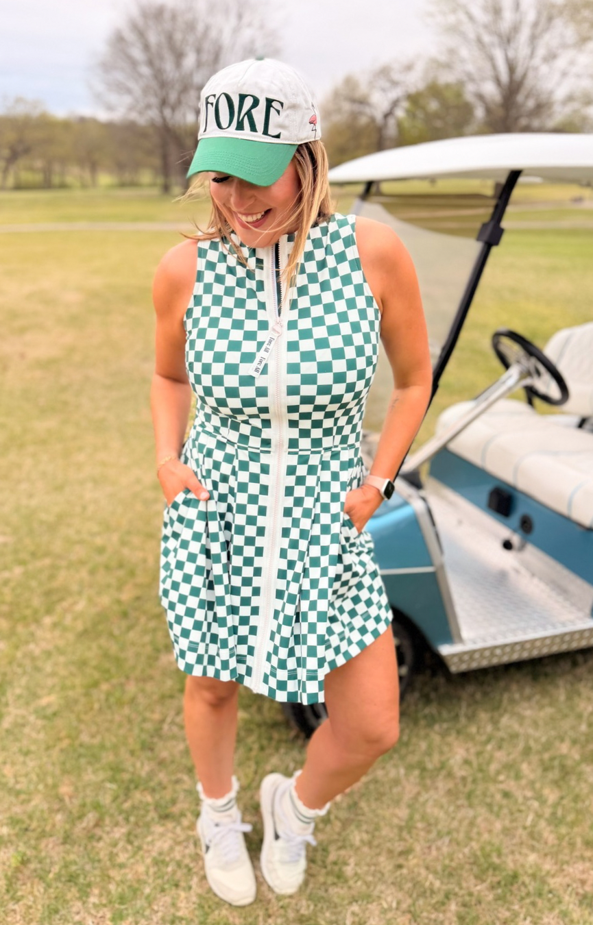 Erin Dress- Green/White Checkered