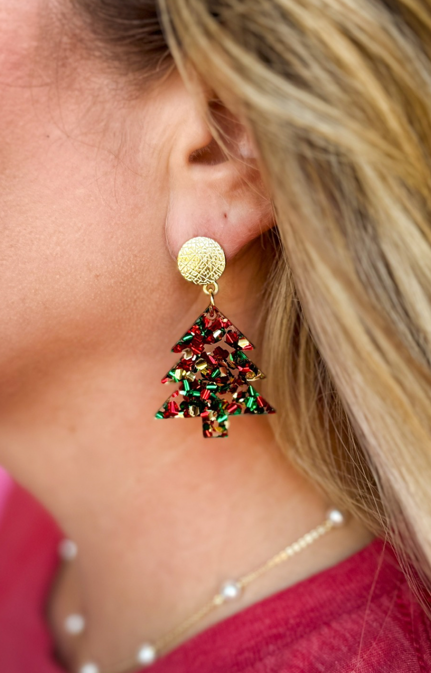 Multicolor Christmas Tree Earrings