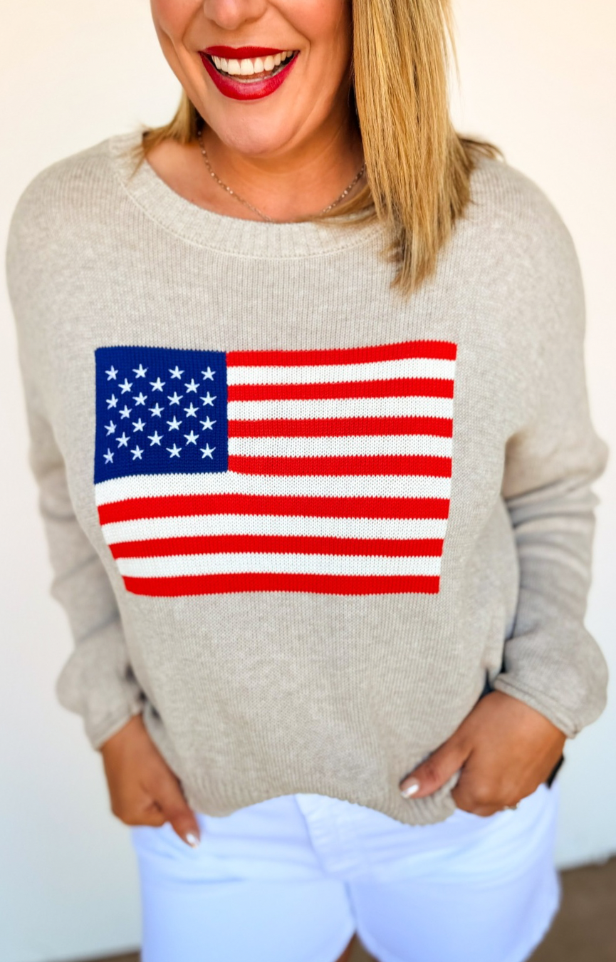 Sienna Patriot Sweater- Natural Heather