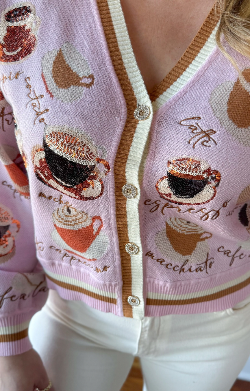 Light Pink Types of Coffee Cardigan