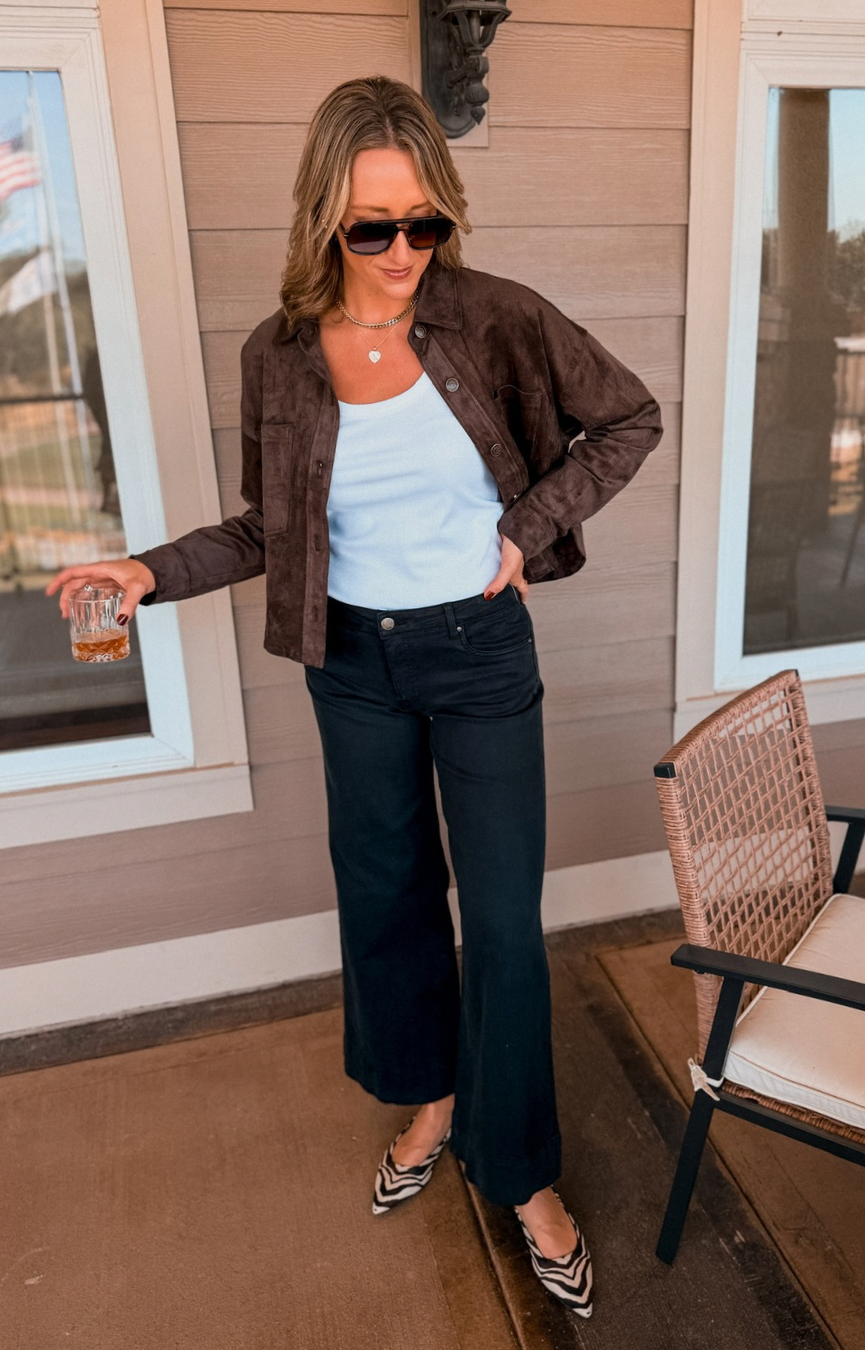 All Day Cropped Suede Jacket