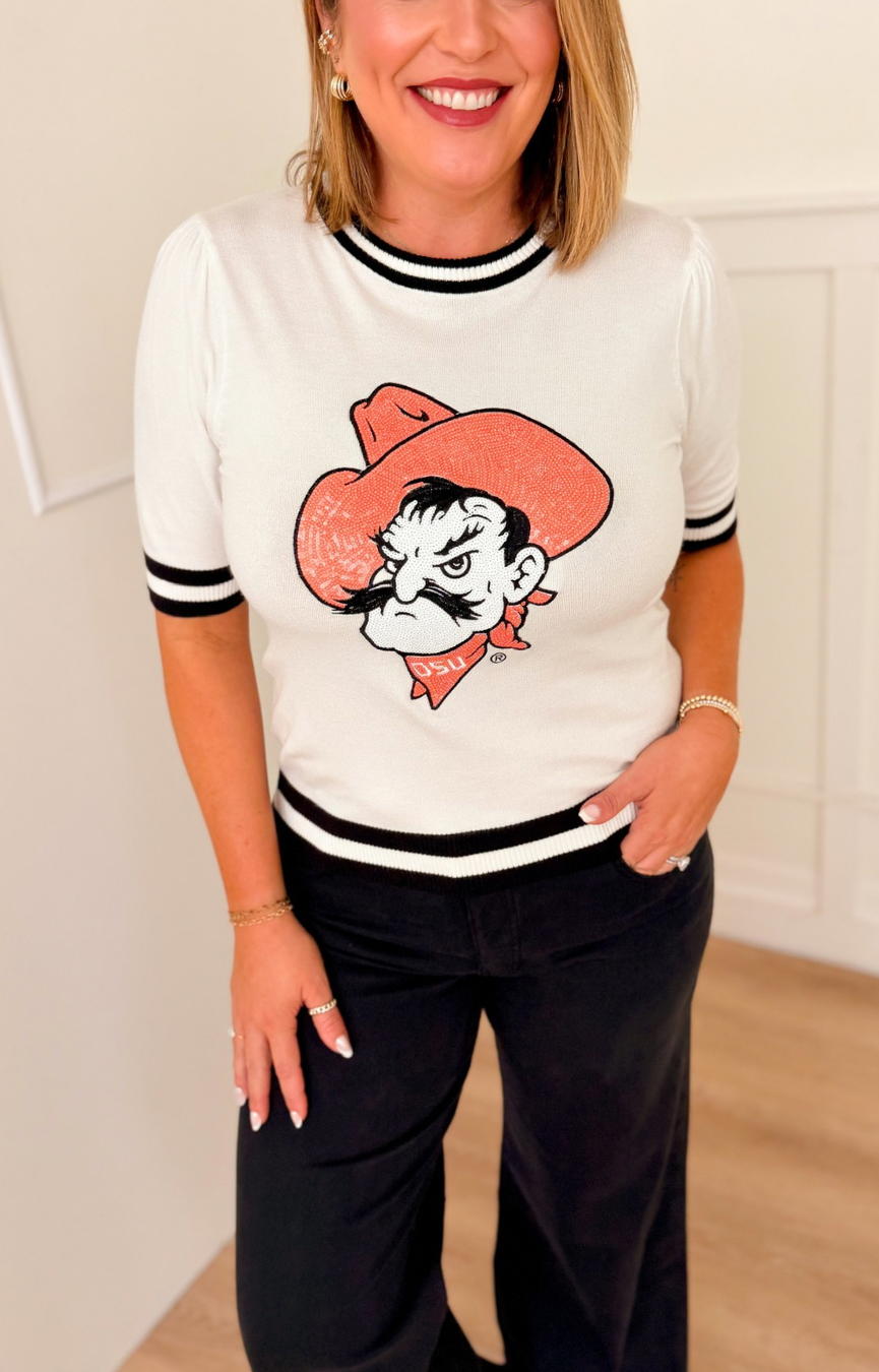 Oklahoma State Sequin Varsity Sweater