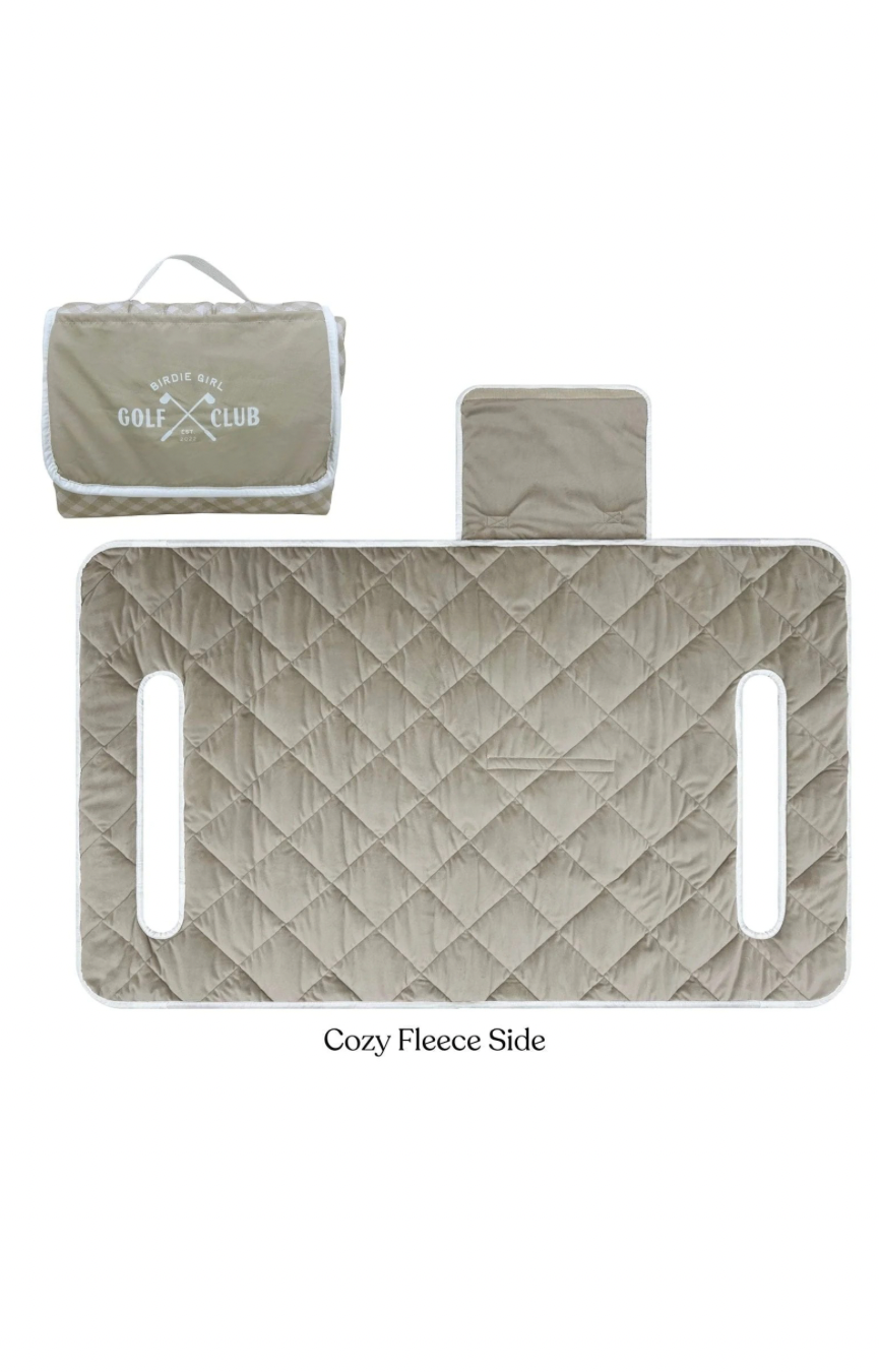 Gingham Neutral Golf Cart Seat Cover