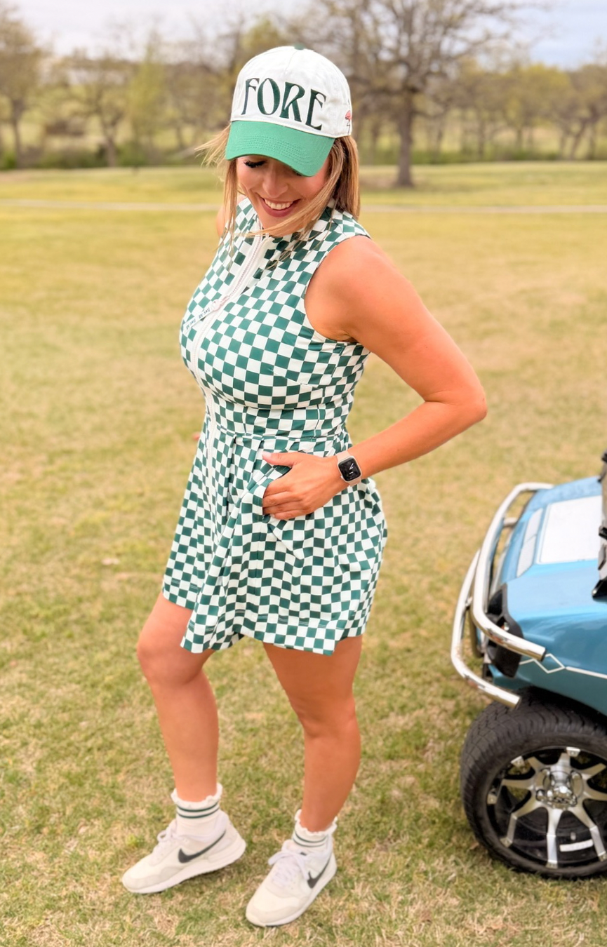 Erin Dress- Green/White Checkered