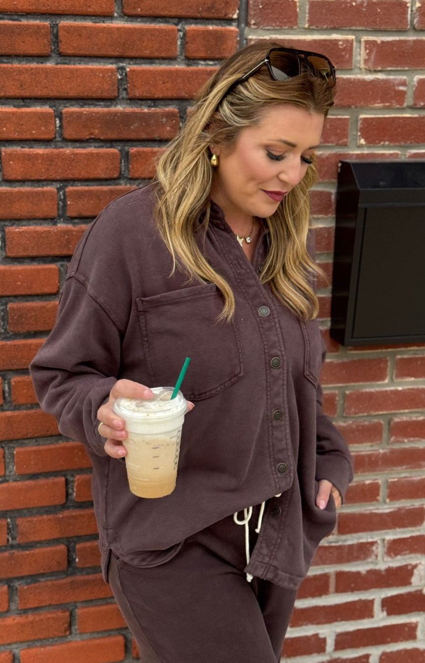 All Day Knit Jacket- Chocolate Cherry