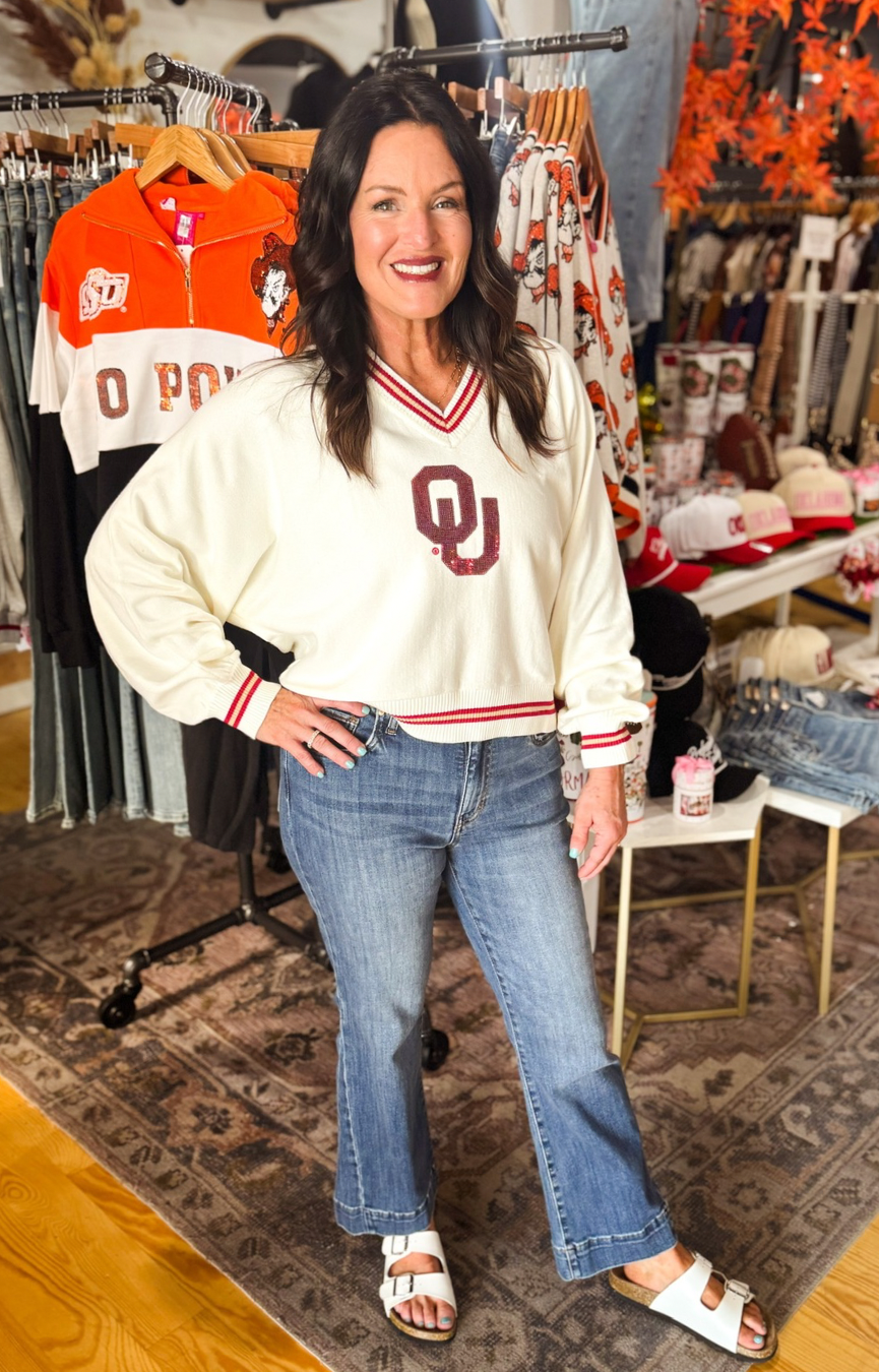 Licensed Oklahoma V-Neck Sweater