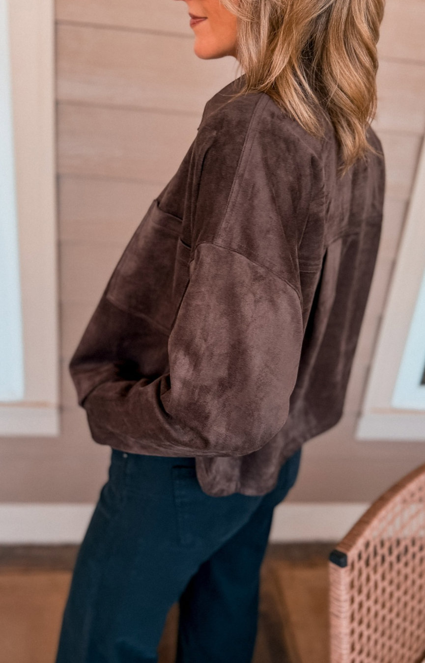 All Day Cropped Suede Jacket