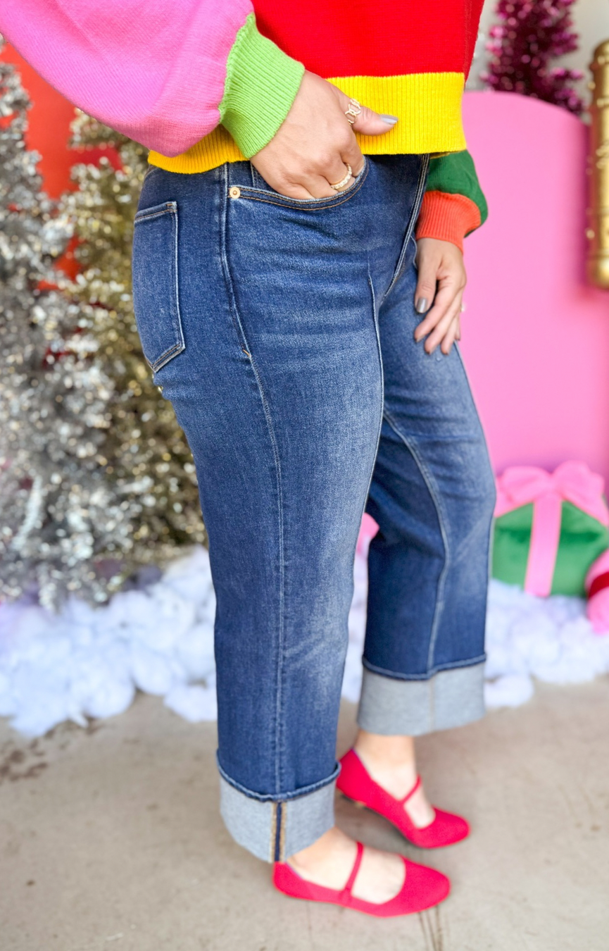 Holly Super HR Cuffed Straight Jeans- Provance