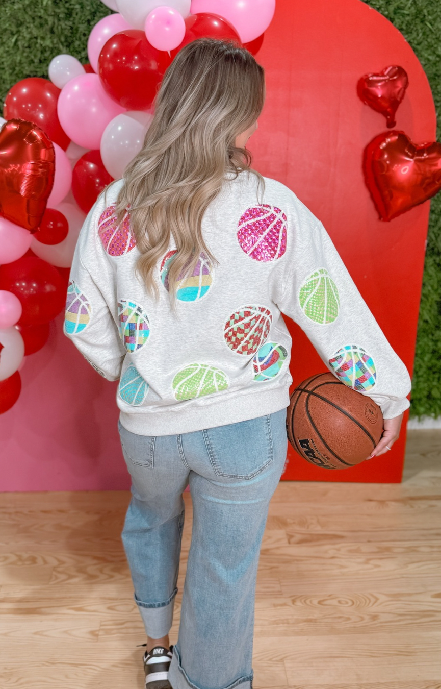 Grey Groovy Basketball Sweatshirt