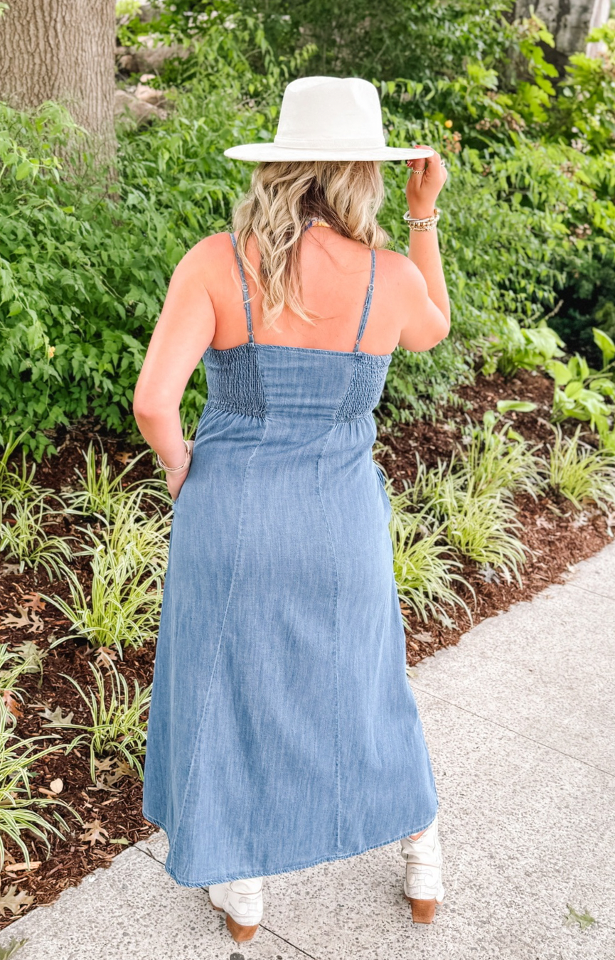 Angel Eyes Denim Midi Dress