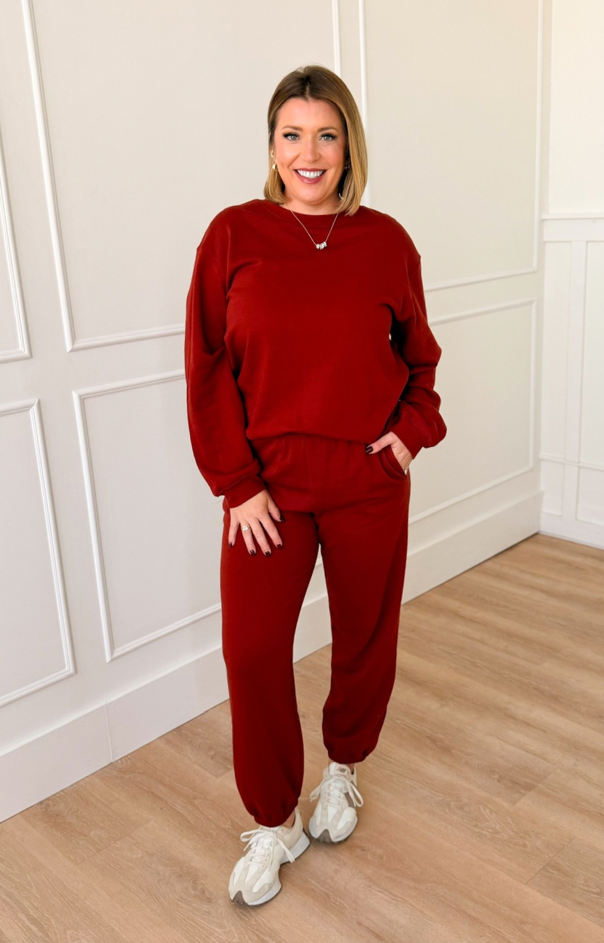 Boyfriend Sweatshirt- Velvet Rouge